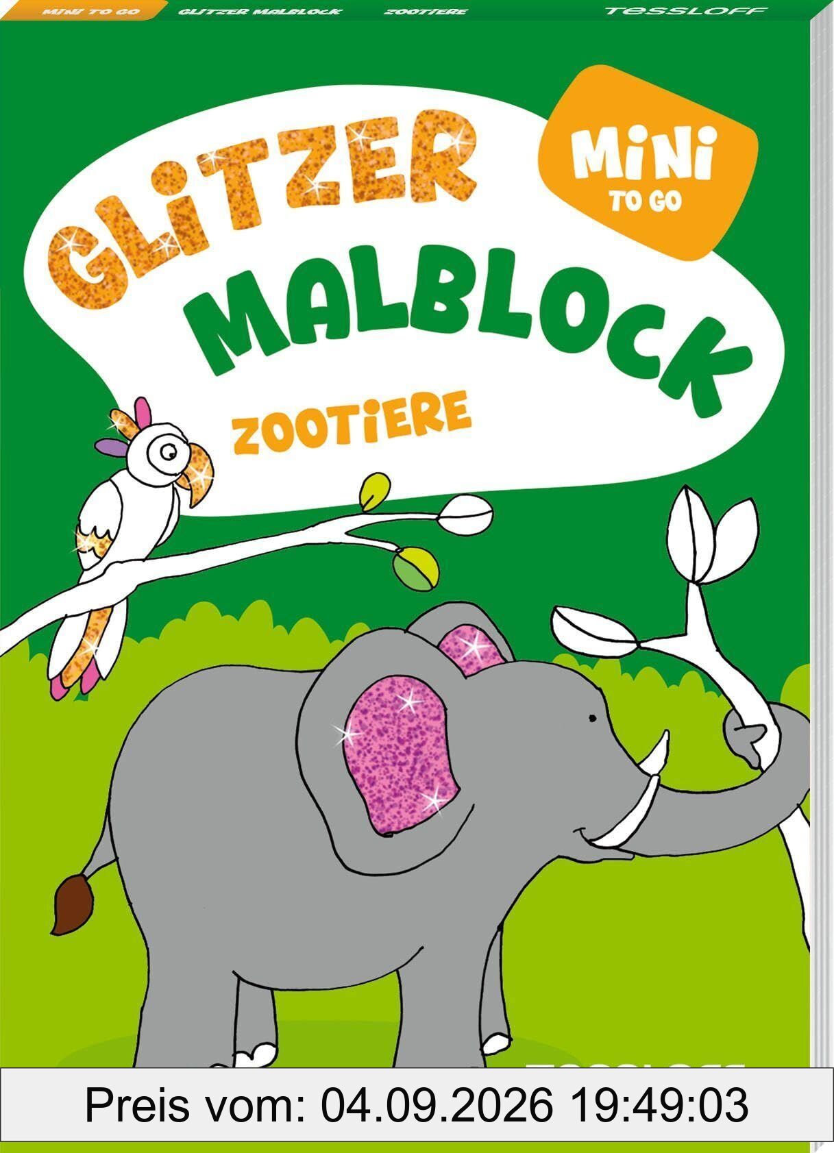 Mini Glitzer Malblock to go. Zootiere