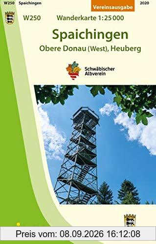 W250 Spaichingen - Obere Donau (West), Heuberg: Wanderkarte 1:25.000 (Karte des Schwäbischen Albvereins)