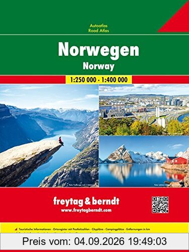Norwegen, Autoatlas 1:250.000 - 1:400.000, freytag & berndt Autoatlanten