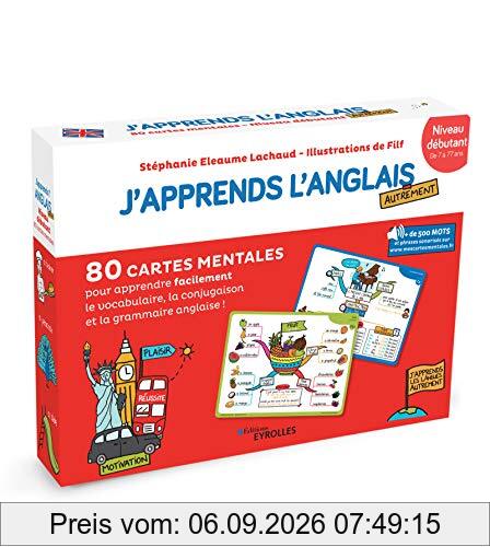 J'apprends l'anglais autrement : niveau débutant : 80 cartes mentales pour apprendre facilement le vocabulaire, la conjugaison et la grammaire anglaise !
