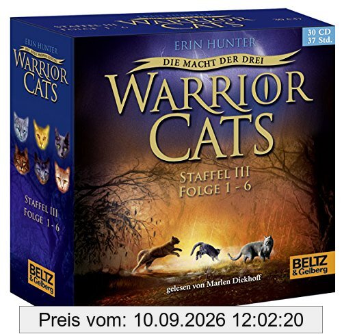 Warrior Cats - Die Macht der drei. Folge 1-6: III, Folge 1-6, gelesen von Marlen Diekhoff, Gesamtbox 30 CDs, 39 Std.