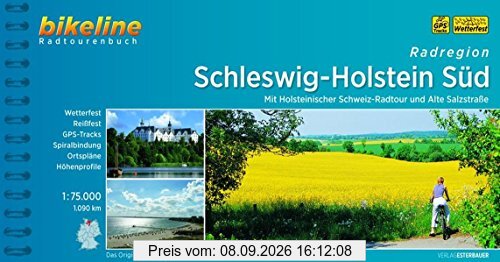 Schleswig - Holstein Süd, Radatlas, wetterfest/reißfest, Spiralbindung, GPS-Tack-Download (Bikeline Radtourenbücher)