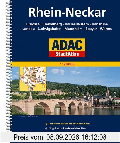 ADAC StadtAtlas Rhein-Neckar mit Bruchsal, Heidelberg, Kaiserslautern, Karlsruhe: Bruchsal, Heidelberg, Kaiserslautern, Karlsruhe, Landau, ... CityPilot und Ausflugskarten, GPS-genau