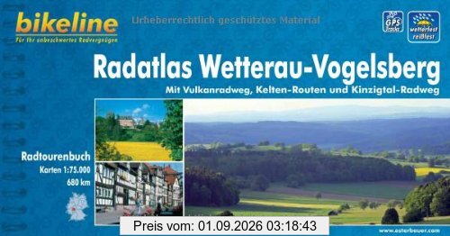 bikeline Radtourenbuch, Radatlas Wetterau Vogelsberg: Mit Vulkanradweg, Kelten-Routen und Kinzigtal- Radweg, 1 : 75 000, wetterfest/reißfest, GPS-Tracks Download