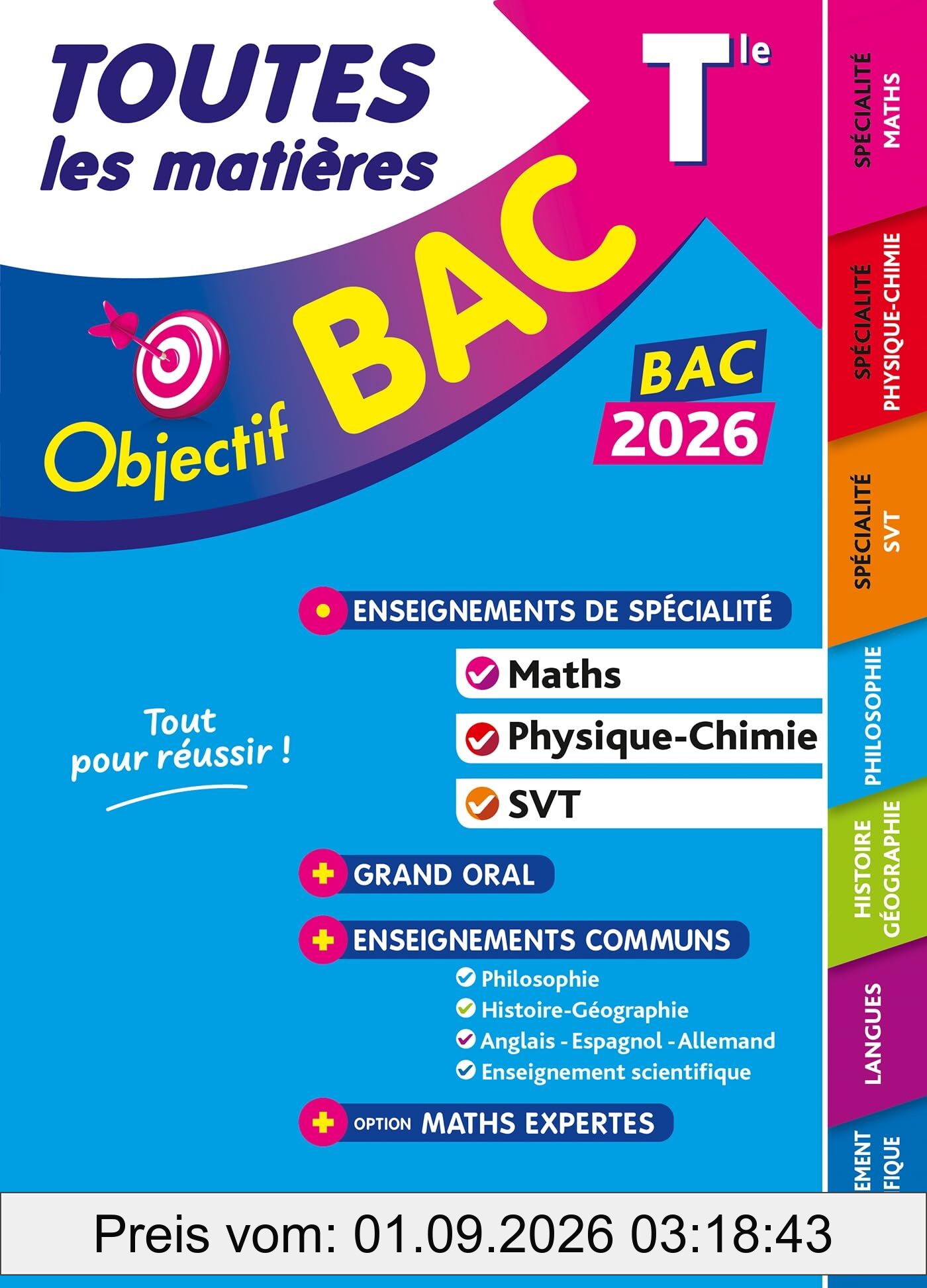 Toutes les matières terminale, enseignements de spécialité maths, physique chimie, SVT + grand oral + enseignements communs + option maths expertes : bac 2026