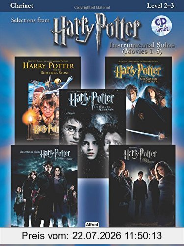 Alfred Music Harry Potter Movies 1-5, W. Audio-Cd, For Clarinet (Harry Potter Instrumental Solos (Movies 1-5), Level 2-3)