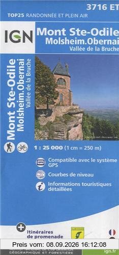 Mont Ste-Odile 1 : 25 000: Molsheim. Obernai. Vallée de la Bruche (Ign Map)