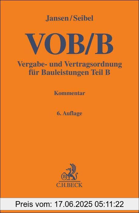 Binding : hardcover, Edition : 6, Label : VOB/B : Vergabe- und Vertragsordnung für Bauleistungen Teil B (Gelbe Erläuterungsbücher), medium : hardcover, numberOfPages : 1336, publicationDate : 2024-12-20, languages : german, ISBN : 3406817505