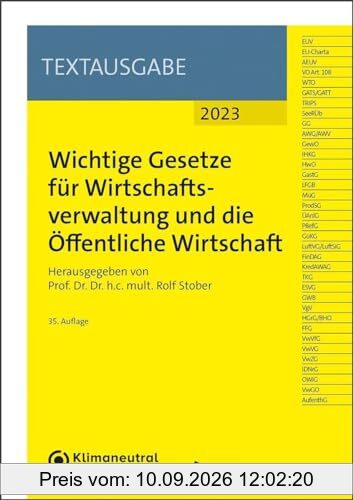Wichtige Gesetze für Wirtschaftsverwaltung und die Öffentliche Wirtschaft (NWB Textausgabe)