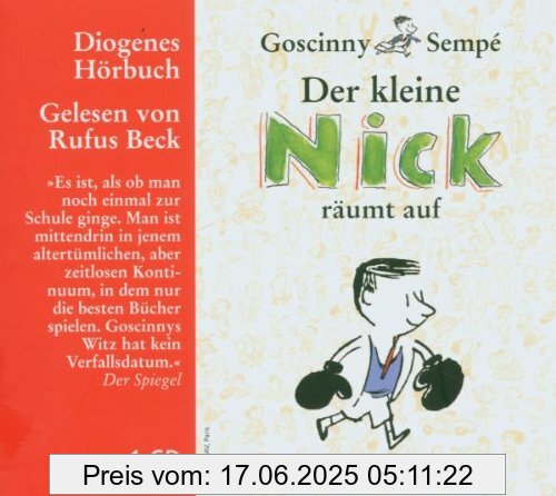 Binding : Audio CD, Edition : 2., Aufl., Label : Diogenes, Publisher : Diogenes, Format : Audiobook, medium : Audio CD, publicationDate : 2006-11-01, authors : René Goscinny, Sempé, translators : Lenzen, Hans Georg, narrators : Rufus Beck, languages : german, ISBN : 3257800320
