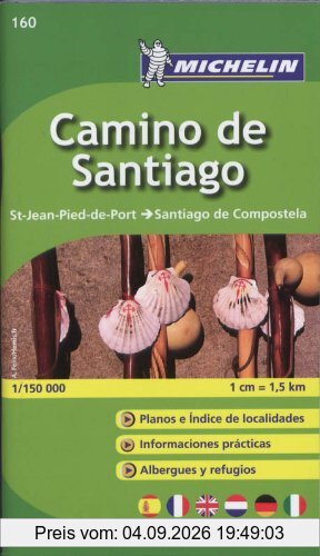 Camino de Santiago: St-Jean-Pied-de-Port -> Santiago de Compostela (Michelin Zoomkarte)