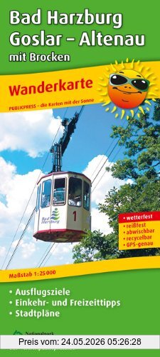 PublicPress Wanderkarte Bad Harzburg, Goslar, Altenau Mit Brocken, Mit Ausflugszielen, Einkehr- & Freizeittipps Und Stadtplänen, Wetterfest, Reissfest,