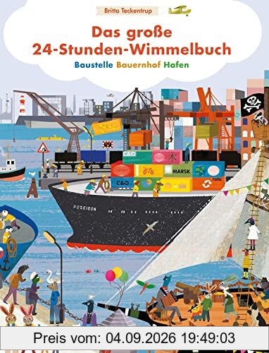 Das große 24-Stunden- Wimmelbuch: Baustelle - Bauernhof - Hafen