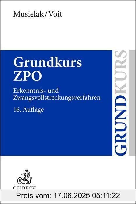 Binding : Taschenbuch, Edition : 16., neu bearbeitete, Label : C.H.Beck, Publisher : C.H.Beck, medium : Taschenbuch, numberOfPages : 597, publicationDate : 2022-10-10, authors : Hans-Joachim Musielak, Wolfgang Voit, ISBN : 3406788041