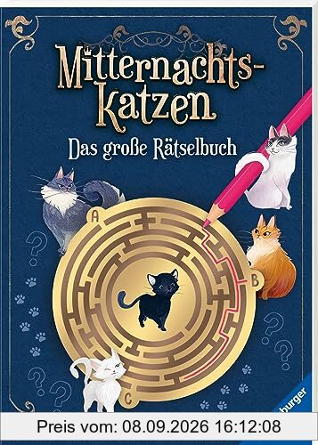 Ravensburger Mitternachtskatzen: Das große Rätselbuch Vielfältige Rätsel und Knobeleien für Katzenfans - Sudoku, Logicals, Labyrinthe, Worträtsel, Sprachrätsel, Gedächtnisrätsel uvm.