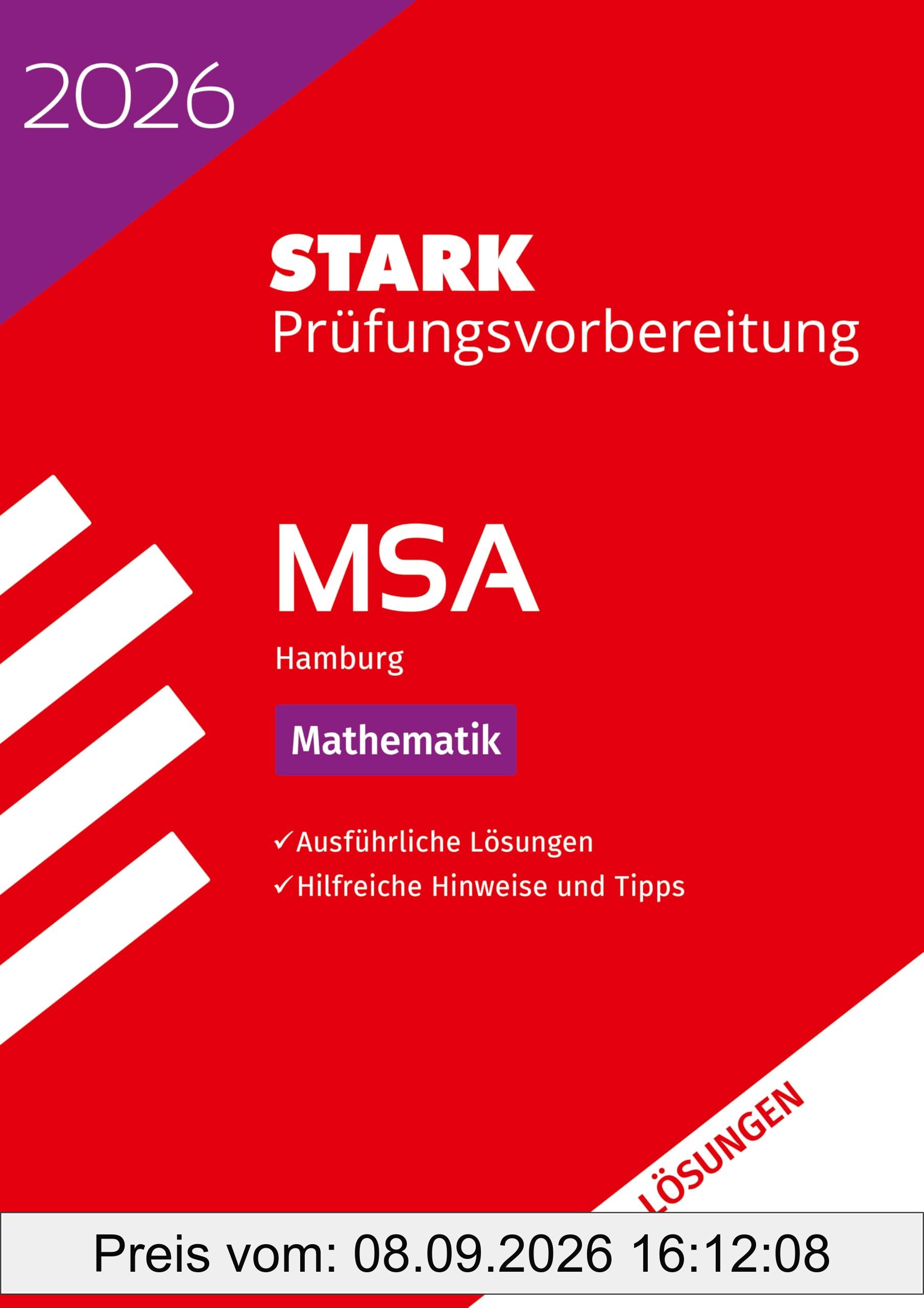 STARK Lösungen zu Mathematik - MSA 2026 Hamburg - Prüfungsvorbereitung (Abschlussprüfungen)