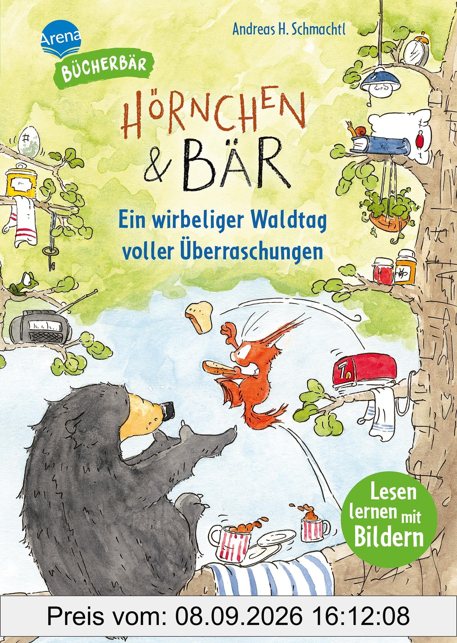 Hörnchen & Bär. Ein wirbeliger Waldtag voller Überraschungen: Der Bücherbär. Lesen lernen mit Bildern. Zum Vor- und Mitlesen. Bilder ersetzen Hauptwörter