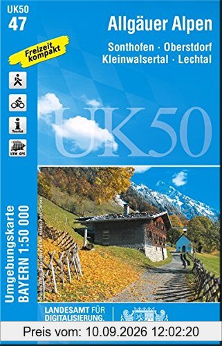 Allgäuer Alpen (UK50-47) (UK50 Umgebungskarte 1:50000 Bayern Topographische Karte Freizeitkarte Wanderkarte)
