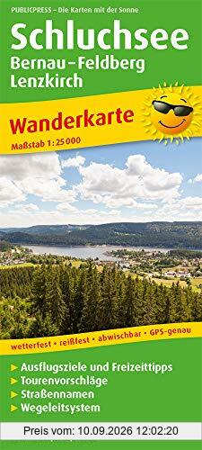 Schluchsee, Bernau - Feldberg - Lenzkirch: Wanderkarte mit Einkehr- und Freizeittipps, Tourenvorschlägen und Straßennamen, wetterfest, reißfest, abwischbar, GPS-genau. 1:25000 (Wanderkarte / WK)
