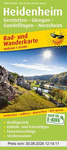 Heidenheim, Gerstetten - Giengen - Gundelfingen - Neresheim: Rad- und Wanderkarte mit Ausflugszielen, Einkehr- & Freizeittipps, wetterfest, reißfest, ... 1:60000 (Rad- und Wanderkarte / RuWK)
