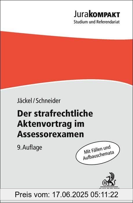 Binding : paperback, Edition : 9, Label : Der strafrechtliche Aktenvortrag im Assessorexamen (Jura kompakt), medium : paperback, numberOfPages : 157, publicationDate : 2025-01-10, languages : german, ISBN : 3406833047