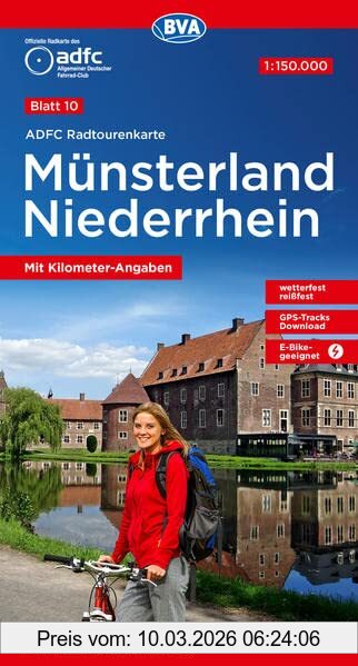 Allgemeiner Deutscher Fahrrad-Club e.V. (Adfc) Adfc-Radtourenkarte 10 Münsterland Niederrhein 1, 150.000, Reiß- Und Wetterfest, Gps-Tracks Download (Adfc-Radtourenkarte 1, 150000)