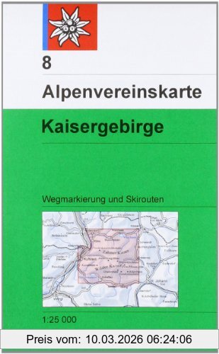 Collectif Dav Alpenvereinskarte 08 Kaisergebirge 1 , 25 000 Mit Wegmarkierungen Und Skirouten, Topographische Karte