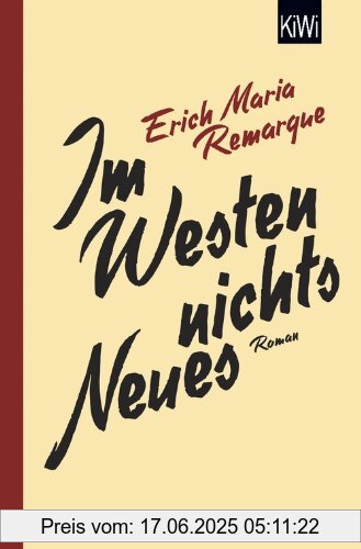 Binding : Taschenbuch, Label : KiWi-Taschenbuch, Publisher : KiWi-Taschenbuch, NumberOfItems : 1, medium : Taschenbuch, numberOfPages : 336, publicationDate : 2014-01-23, authors : E.M. Remarque, publishers : Thomas Schneider, languages : german, ISBN : 3462046330
