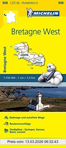 Michelin Bretagne West, Straßen- Und Tourismuskarte 1, 150.000 (Michelin Localkarten)