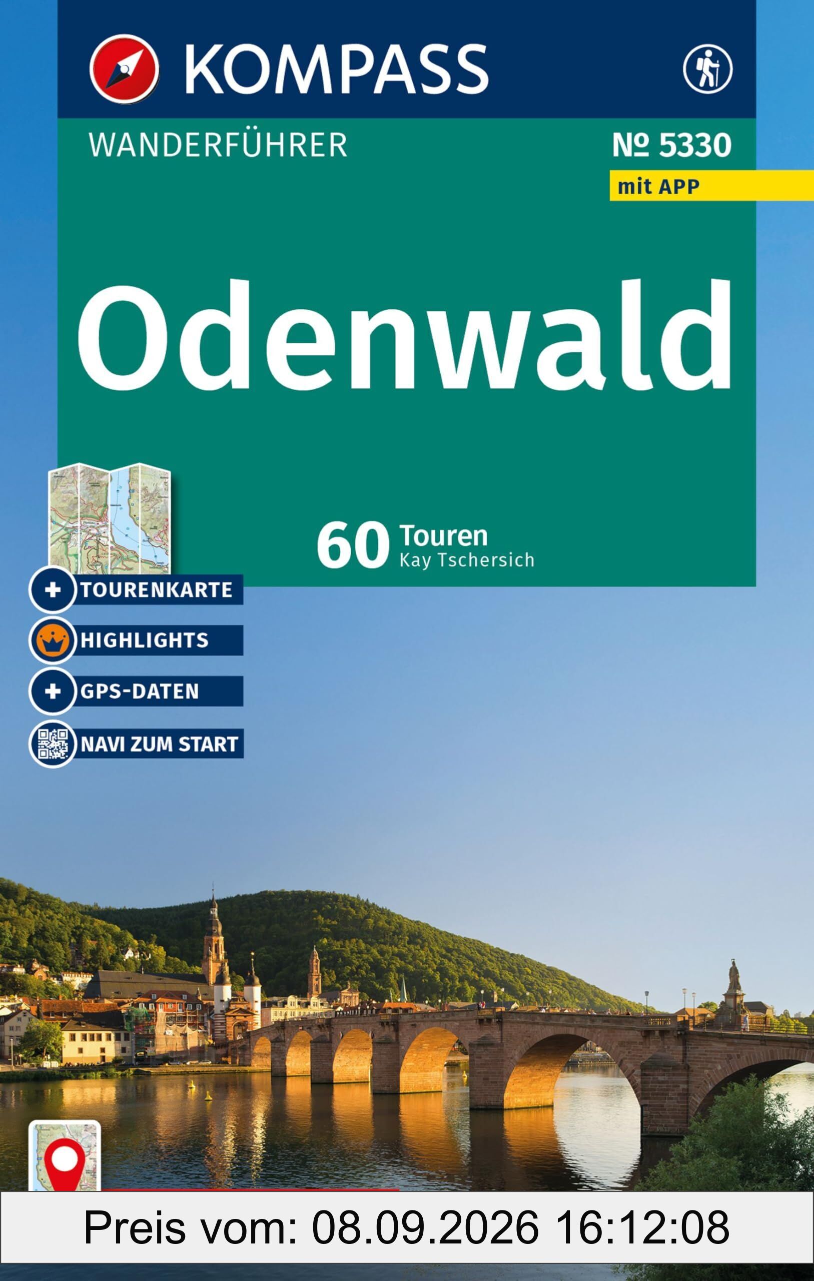 KOMPASS Wanderführer Odenwald, Bergstraße, Neckartal, Heidelberg, 60 Touren mit Extra-Tourenkarte