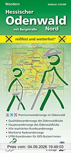 Wandern, Hessischer Odenwald Nord mit Bergstraße: Maßstab 1:30.000; reißfest und wetterfest; Premiumwanderwege im Odenwald; Qualitätswanderwege des ... UTM-Koordinaten für GPS-Nutzer/-innen