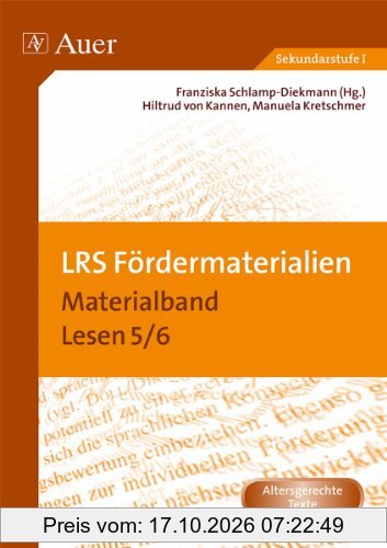 LRS-Fördermaterialien 3: Materialband Lesen 5/6 (5. und 6. Klasse) (Auer LRS-Programm)