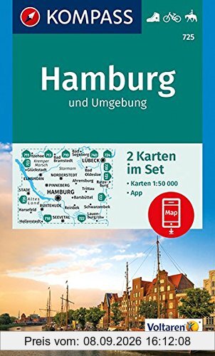Hamburg und Umgebung: 2 Wanderkarten 1:50000 im Set inklusive Karte zur offline Verwendung in der KOMPASS-App. Fahrradfahren. Reiten. (KOMPASS-Wanderkarten)