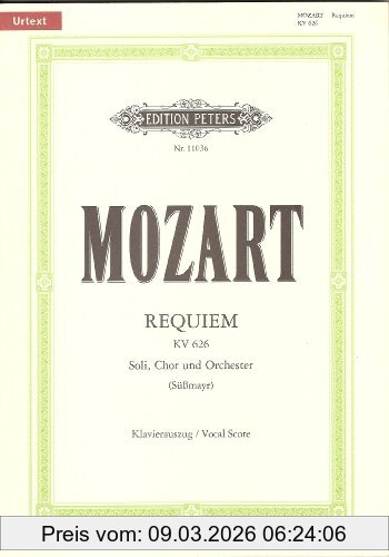 Wolfgang Amadeus Mozart Requiem D-Moll Kv 626 / SmWV 105 / Urtext, Vervollständigung Süßmayr, Neuausgabe Nach Den Quellen / Klavierauszug