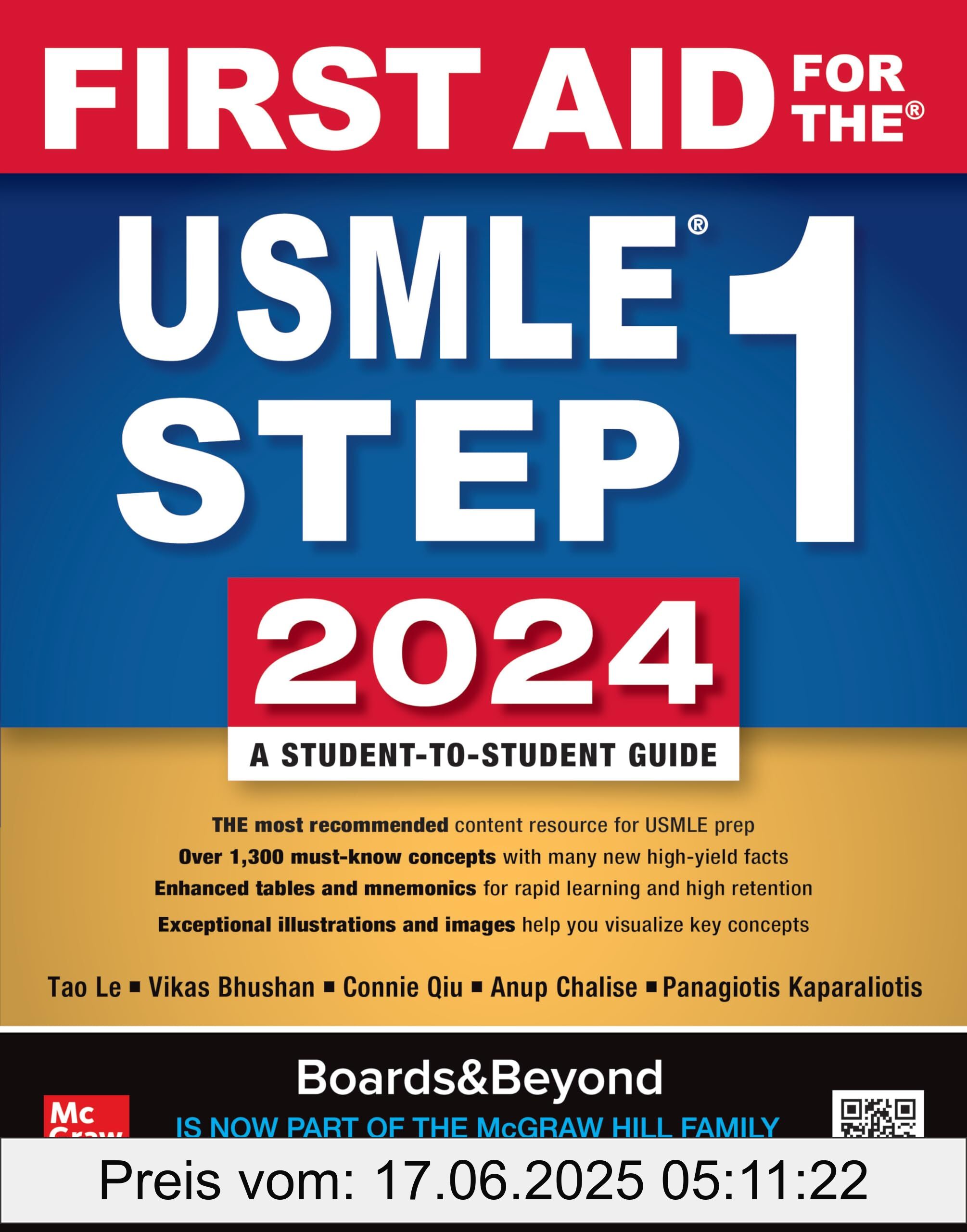 Binding : paperback, Edition : 34, Label : First Aid for the USMLE Step 1 2024 : A Student-to-Student Guide, medium : paperback, numberOfPages : 827, publicationDate : 2024-04-01, releaseDate : 2024-04-01, languages : english, ISBN : 1266077200