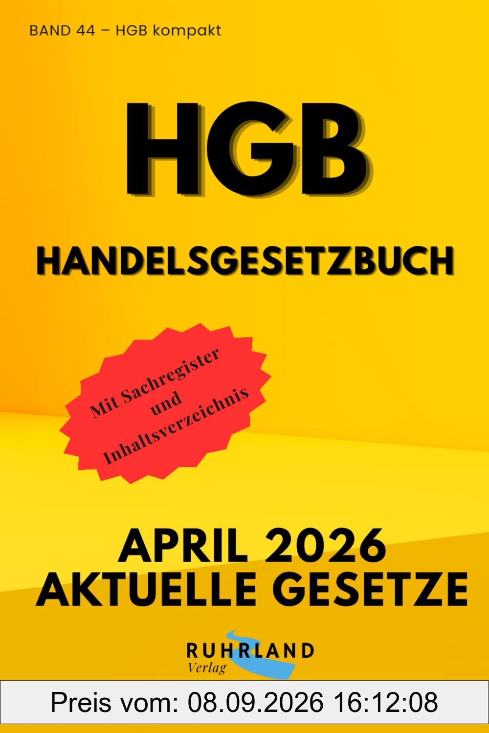 HGB Handelsgesetzbuch: Aktuelle Fassung mit Sachregister