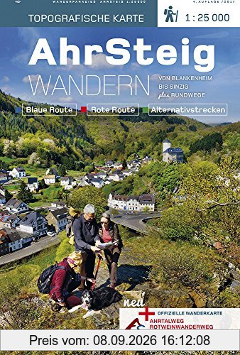 AhrSteig Wandern. Topografische Wanderkarte 1:25000