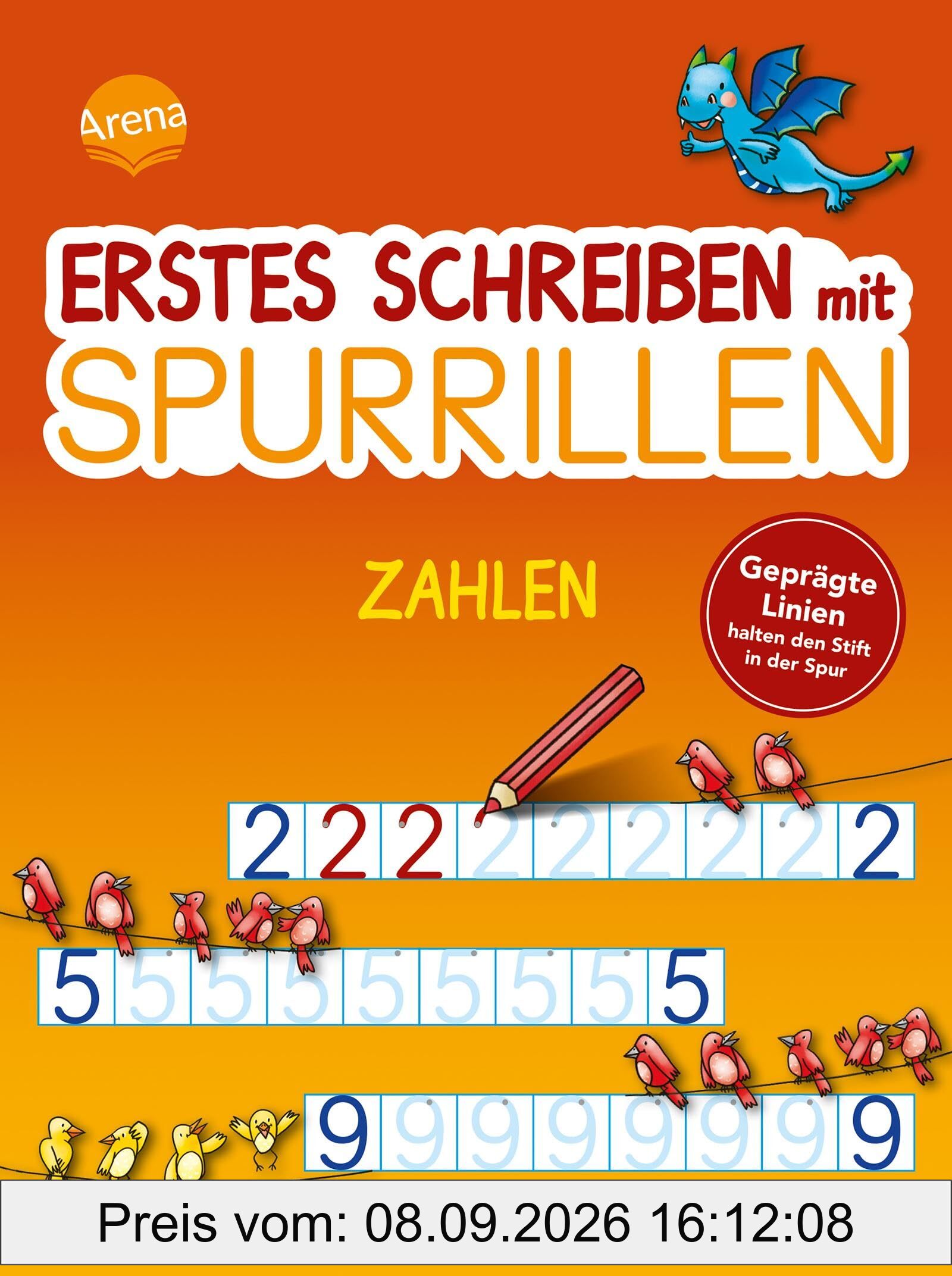 Erstes Schreiben mit Spurrillen. Zahlen: Übungsblock zum Schreiben lernen mit geprägten Zahlen, für ein klares Schriftbild, einfache Stiftführung, für ... für Schulanfangs- und Grundschulkinder)