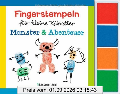 Fingerstempeln für kleine Künstler-Set - Monster und Abenteuer: Mit vier Fingerstempelfarben