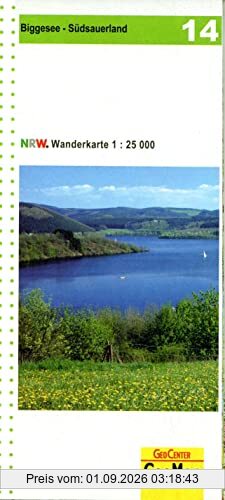 Biggesee - Südsauerland Blatt 14, topographische Wanderkarte NRW: 1:25.000