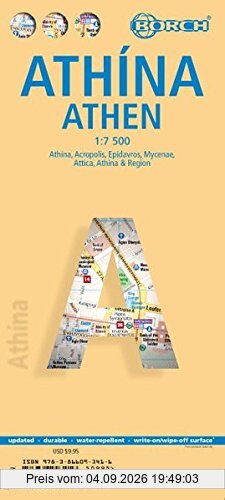 Athen ( Atthina / Athens ) 1 : 7 500 (Borch Maps)