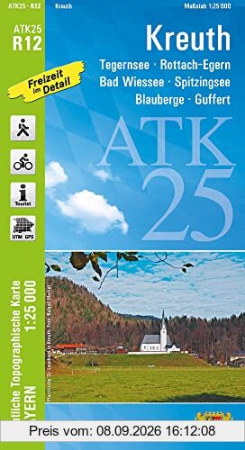 ATK25-R12 Kreuth (Amtliche Topographische Karte 1:25000): Tegernsee, Rottach-Egern, Bad Wiessee, Spitzingsee, Blauberge, Guffert (ATK25 Amtliche Topographische Karte 1:25000 Bayern)
