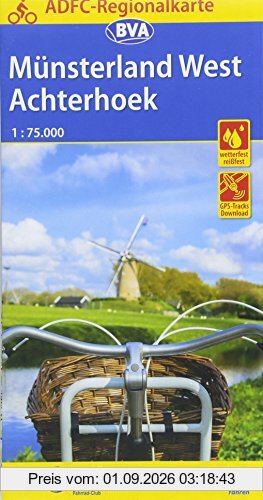 ADFC-Regionalkarte Münsterland West / Flusslandschaft Achterhoek, 1:75.000, reiß- und wetterfest, GPS-Tracks Download: Von Nijmegen und Arnhem bis ... und Slinge-Route (ADFC-Regionalkarte 1:75000)