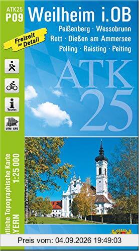 ATK25-P09 Weilheim i.OB (Amtliche Topographische Karte 1:25000): Peißenberg, Wessobrunn, Rott, Dießen am Ammersee, Polling, Raisting, Peiting (ATK25 Amtliche Topographische Karte 1:25000 Bayern)