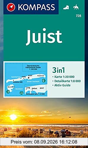 KOMPASS Wanderkarte Insel Juist: 3in1 Wanderkarte 1:20000 mit Detailkarte 1:8000 und Aktiv Guide. Reiten. (KOMPASS-Wanderkarten, Band 728)