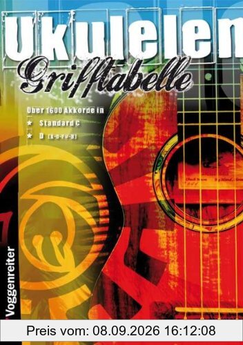 Grifftabelle für Ukulele: Über 1600 Akkorde in Standard C und D (A-D-F#-B)