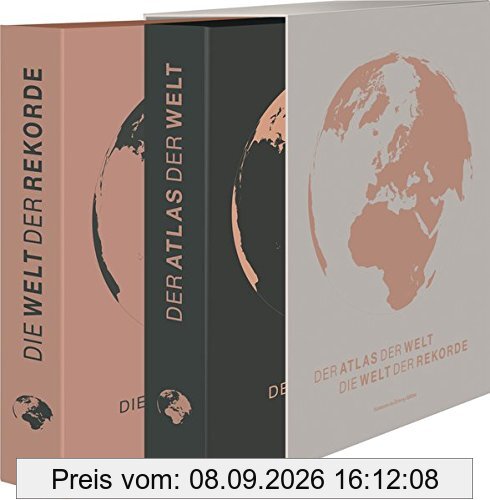 Weltatlas - Der Atlas der Welt, Die Welt der Rekorde - 2 Bände im Geschenkschuber: Perfekte Nachschlagewerk im edlen Schmuckschuber, mit hochwertiger Ausstattung