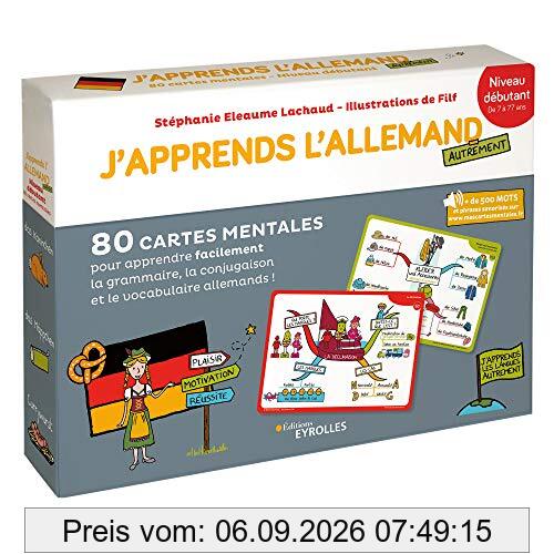 J'apprends l'allemand autrement : niveau débutant : 80 cartes mentales pour apprendre facilement la grammaire, la conjugaison et le vocabulaire allemands !