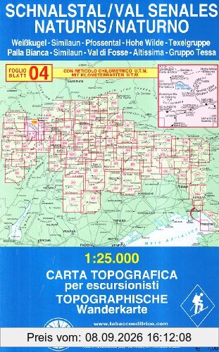 Schnalstal: Wanderkarte Tabacco 04. 1:25000 (Cartes Topograh)