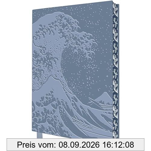 Exquisit Premium Notizbuch DIN A5: Katsushika Hokusai, Die große Welle: Unser hochwertiges, liniertes Blankbook mit Softcovereinband aus Kunstleder ... künstlerisch gestaltetem Buchschnitt